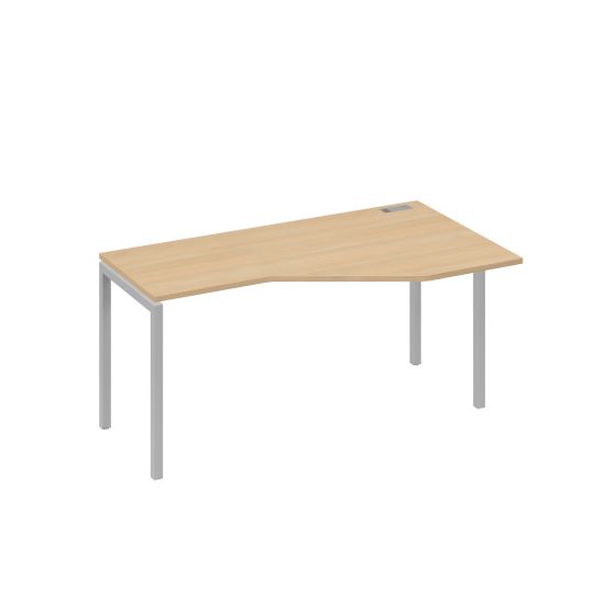 Стол Техно на каркасе DUE эргономичный правый натуральный дуб / металлокаркас серый