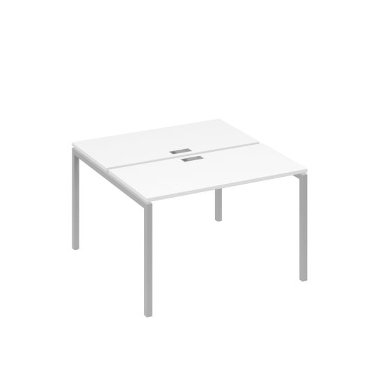 Рабочая станция с опорами DUE (2х120) белый премиум / металлокаркас серый