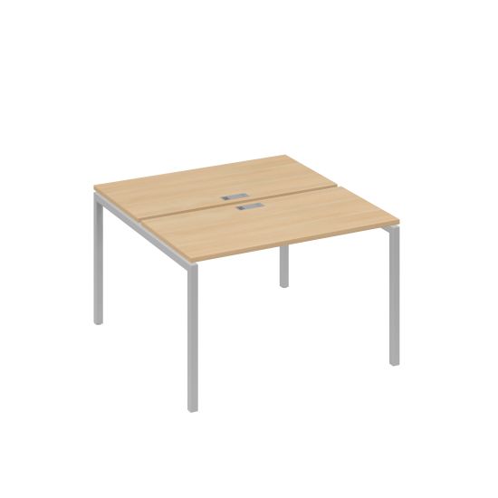 Рабочая станция с опорами DUE (2х120) натуральный дуб / металлокаркас серый