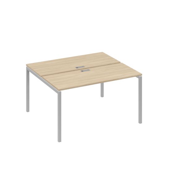 Рабочая станция на опорах DUE (2х140) дуб скандинавский / металлокаркас серый