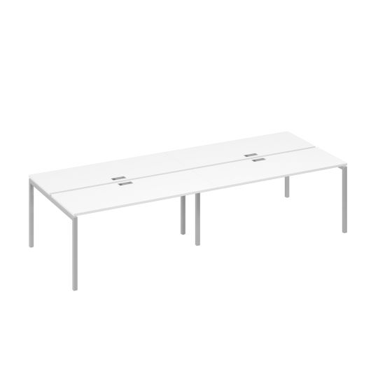 Рабочая станция на металлокаркасе DUE (4х160) белый премиум / металлокаркас серый