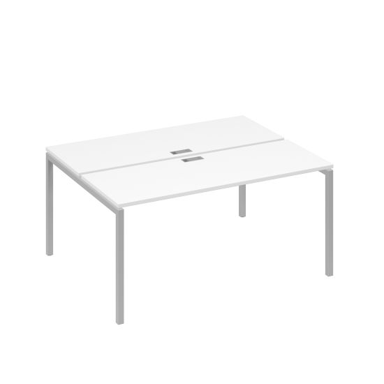Рабочая станция 2х160 на опорах DUE белый премиум / металлокаркас серый