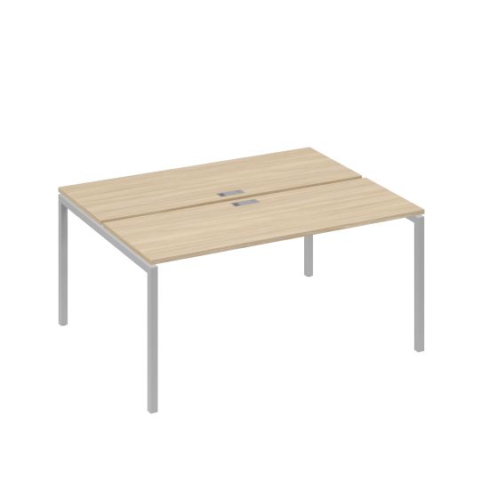 Рабочая станция 2х160 на опорах DUE дуб скандинавский / металлокаркас серый