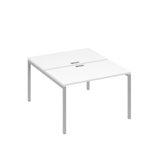 Рабочая станция на металлокаркасе DUE (2х120) белый премиум / металлокаркас серый