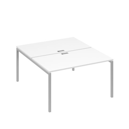 Рабочая станция 2х140 с металлокаркасом DUE белый премиум / металлокаркас серый