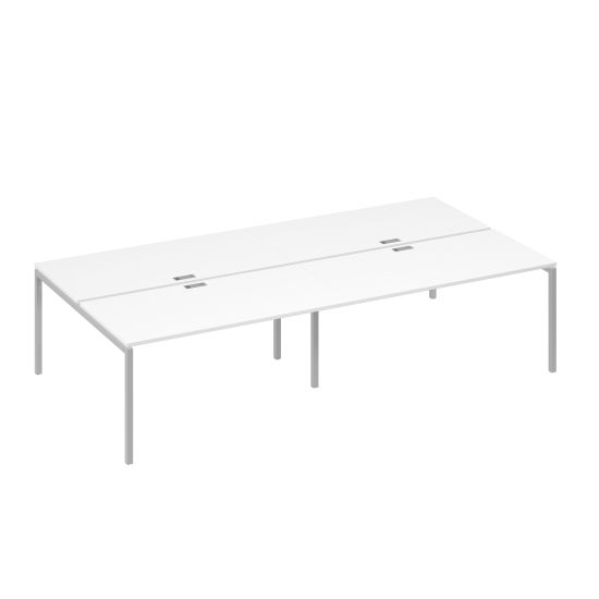 Рабочая станция на металлокаркасе DUE (4х160) белый премиум / металлокаркас серый