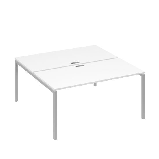 Рабочая станция (2х160) с металлокаркасом DUE белый премиум / металлокаркас серый