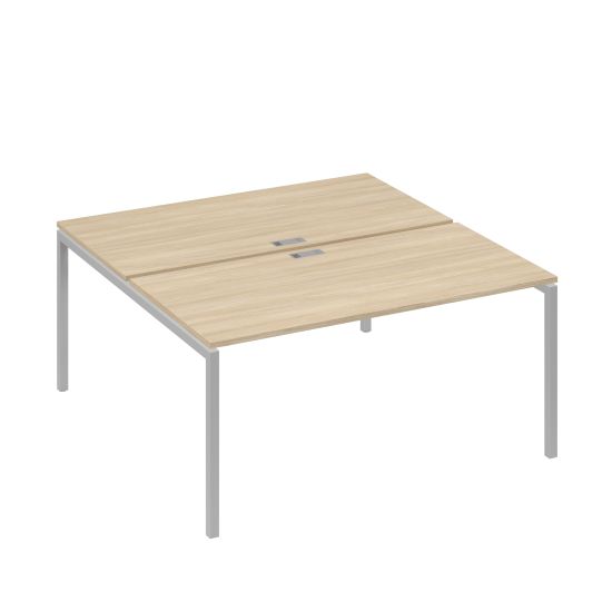 Рабочая станция (2х160) с металлокаркасом DUE дуб скандинавский / металлокаркас серый