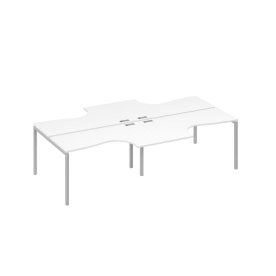 Рабочая станция DUE (4х140) столы эргономичными Классика белый премиум / металлокаркас серый
