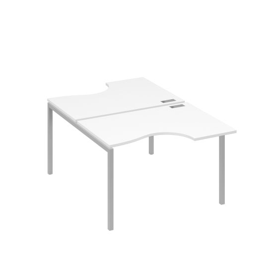 Рабочая станция каркас DUE столы (2х120) Классика белый премиум / металлокаркас серый