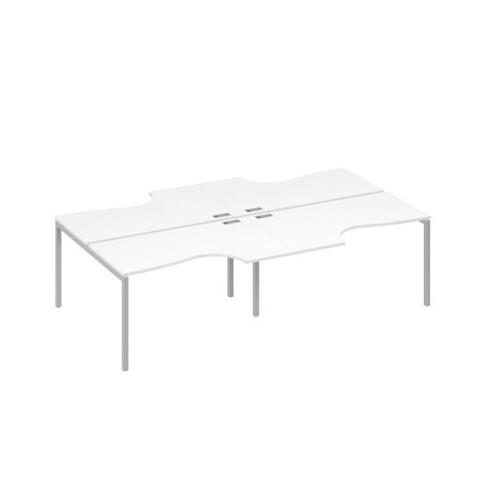 Рабочая станция с каркасом DUE 4х140 столы Классика белый премиум / металлокаркас серый