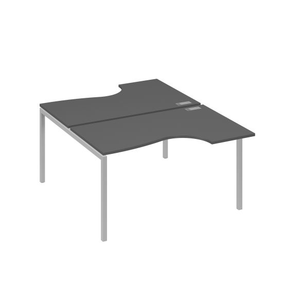 Рабочая станция металлокаркас DUE со столами (2х140) Классика антрацит премиум / металлокаркас серый
