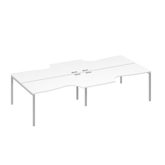 Станция 4х160 опоры DUE столы Классика эргономичные белый премиум / металлокаркас серый