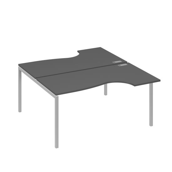 Рабочая станция DUE (2х160) столы эргономичные Классика антрацит премиум / металлокаркас серый