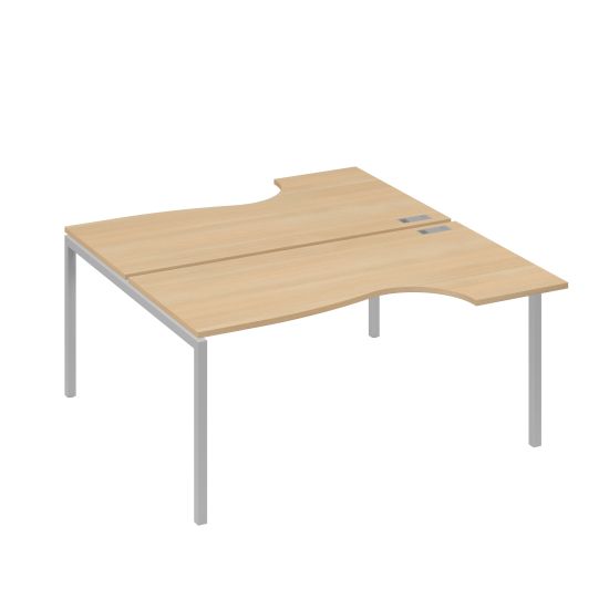 Рабочая станция DUE (2х160) столы эргономичные Классика натуральный дуб / металлокаркас серый