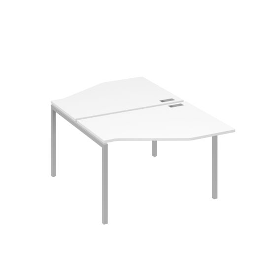 Рабочая станция каркас DUE (2х120) с эргономичными столами Техно белый премиум / металлокаркас серый