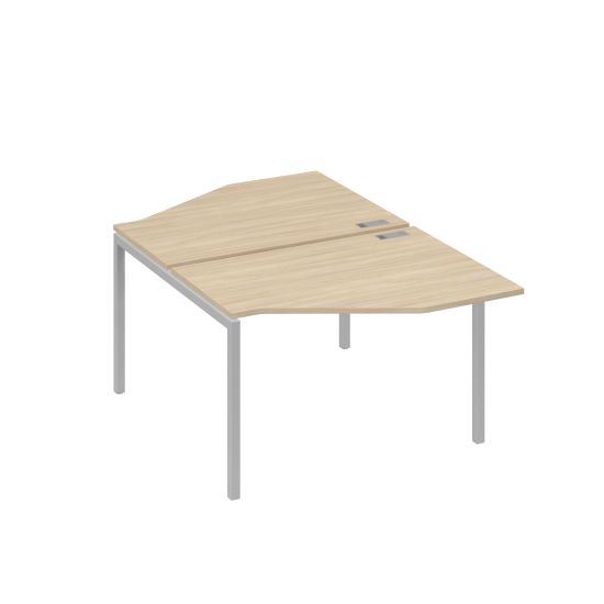 Рабочая станция каркас DUE (2х120) с эргономичными столами Техно дуб скандинавский / металлокаркас серый
