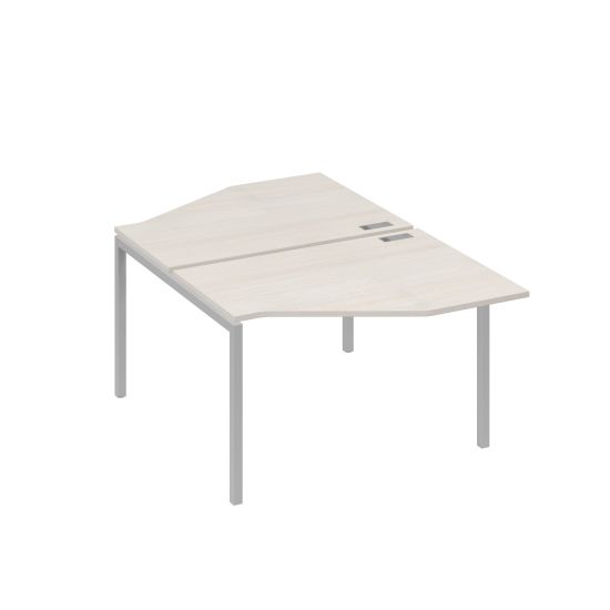Рабочая станция каркас DUE (2х120) с эргономичными столами Техно дуб / металлокаркас серый
