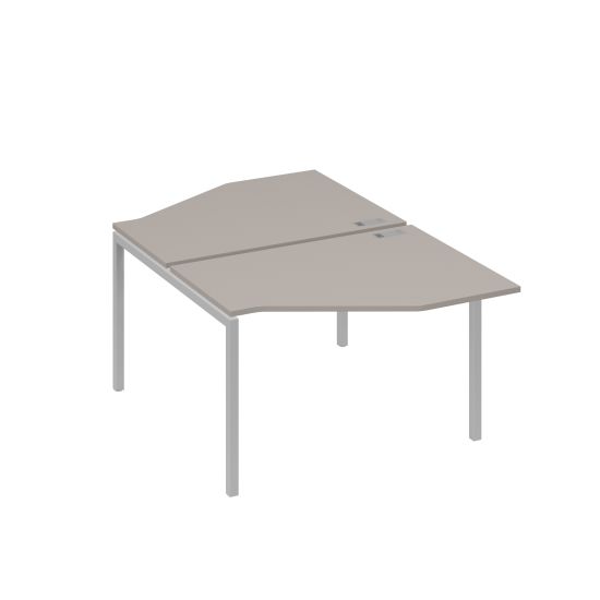 Рабочая станция каркас DUE (2х120) с эргономичными столами Техно мокко премиум / металлокаркас серый
