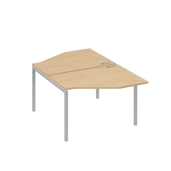 Рабочая станция каркас DUE (2х120) с эргономичными столами Техно натуральный дуб / металлокаркас серый