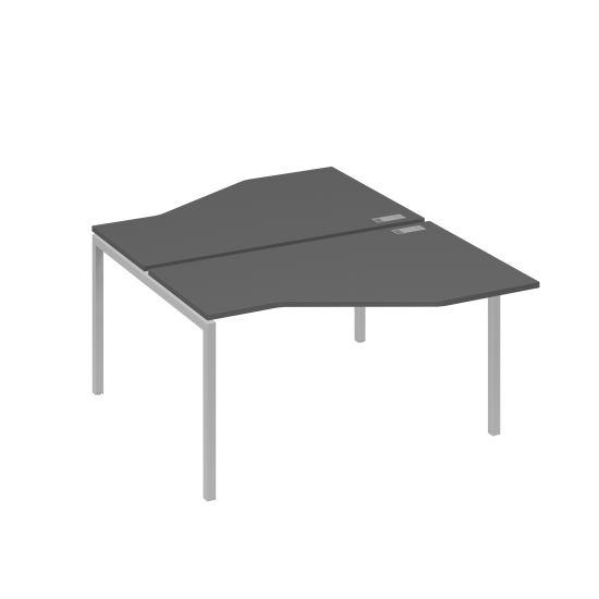 Рабочая станция (2х140) со столами Техно каркас DUE антрацит премиум / металлокаркас серый