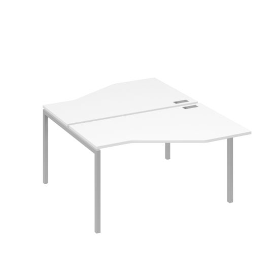 Рабочая станция (2х140) со столами Техно каркас DUE белый премиум / металлокаркас серый