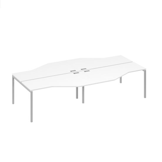 Рабочая станция столы Техно (4х160) каркас DUE белый премиум / металлокаркас серый