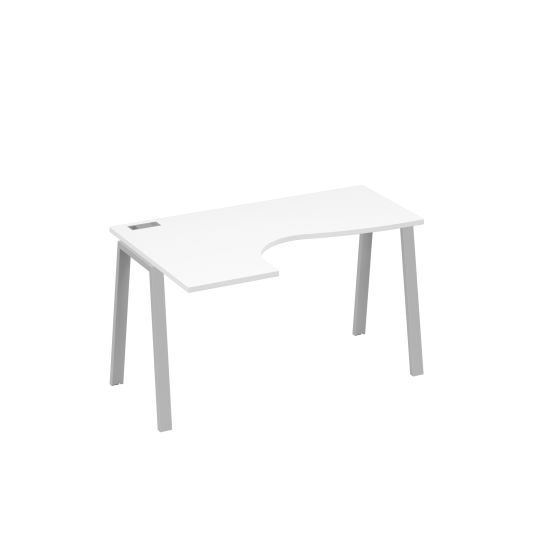 Стол эргономичный Классика на металлокаркасе TRE левый белый премиум / металлокаркас серый