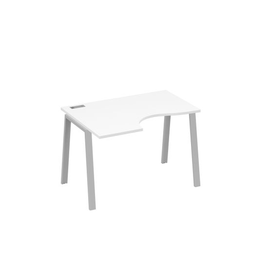 Стол Классика на металлокаркасе TRE левый эргономичный белый премиум / металлокаркас серый