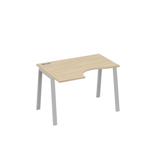 Стол Классика на металлокаркасе TRE левый эргономичный дуб скандинавский / металлокаркас серый
