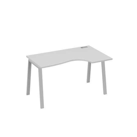 Стол на металлокаркасе TRE эргономичный правый Классика серый / металлокаркас серый