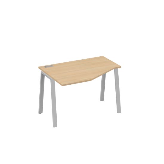 Стол на металлокаркасе TRE эргономичный левый Техно натуральный дуб / металлокаркас серый