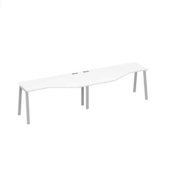 Рабочая станция каркас TRE со столами Техно (2х160) белый премиум / металлокаркас серый