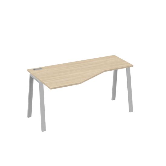 Стол левый Техно на металлокаркасе TRE эргономичный дуб скандинавский / металлокаркас серый