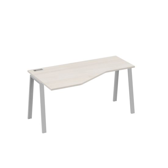 Стол левый Техно на металлокаркасе TRE эргономичный дуб / металлокаркас серый