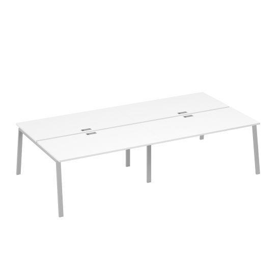 Рабочая станция 4х160 с опорами TRE белый премиум / металлокаркас серый