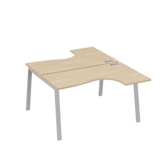 Рабочая станция TRE (2х140) столы Классика эргономичные дуб скандинавский / металлокаркас серый