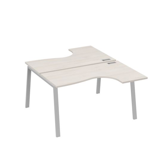 Рабочая станция TRE (2х140) столы Классика эргономичные дуб / металлокаркас серый