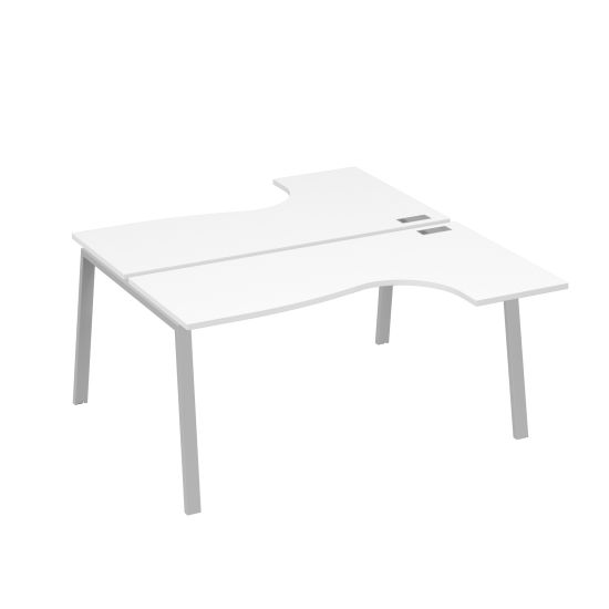 Рабочая станция на опорах TRE (2х160) столы Классика белый премиум / металлокаркас серый