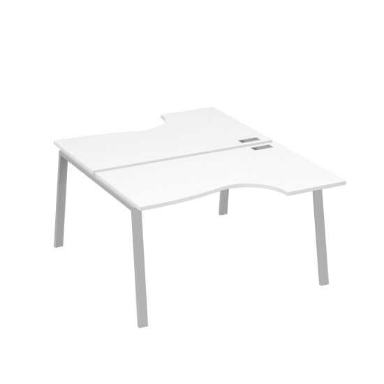 Рабочая станция столы (2х140) эргономичные Классика каркасTRE белый премиум / металлокаркас серый