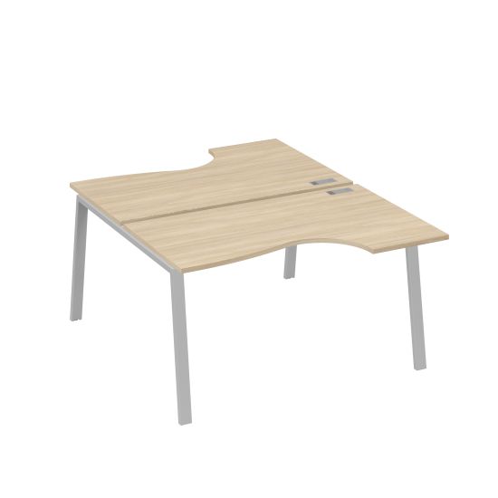 Рабочая станция столы (2х140) эргономичные Классика каркасTRE дуб скандинавский / металлокаркас серый