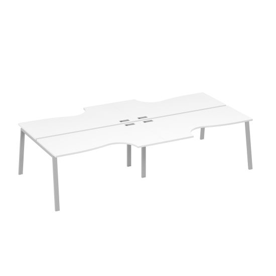 Рабочая станция столы Классика (4х160) опоры TRE белый премиум / металлокаркас серый