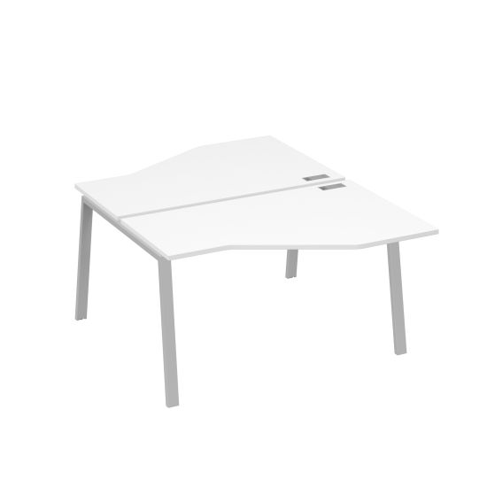 Рабочая станция (2х140) каркас TRE со столами Техно белый премиум / металлокаркас серый