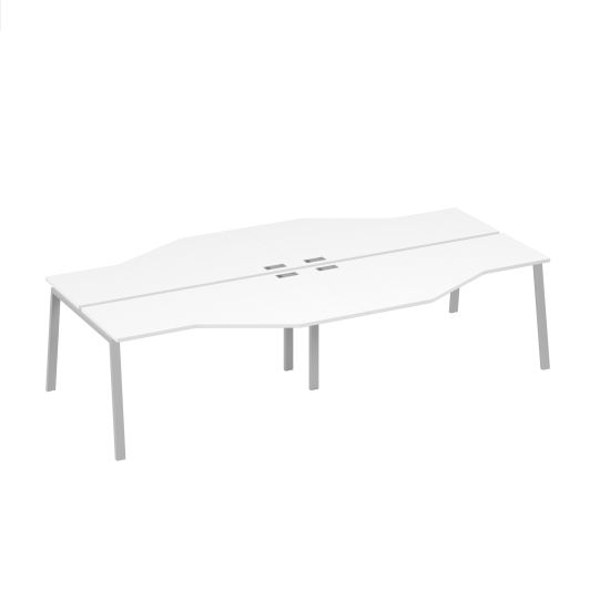 Станция рабочая 4х160 столы Техно на каркасе TRE белый премиум / металлокаркас серый