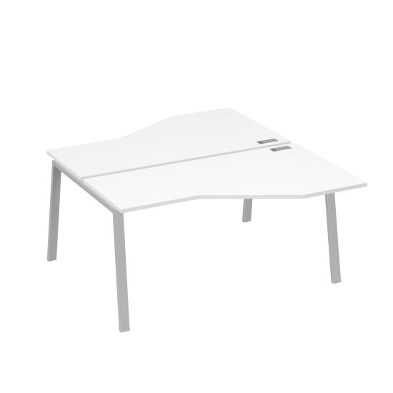 Рабочая станция каркас TRE столы (2х160) эргономичные Техно белый премиум / металлокаркас серый