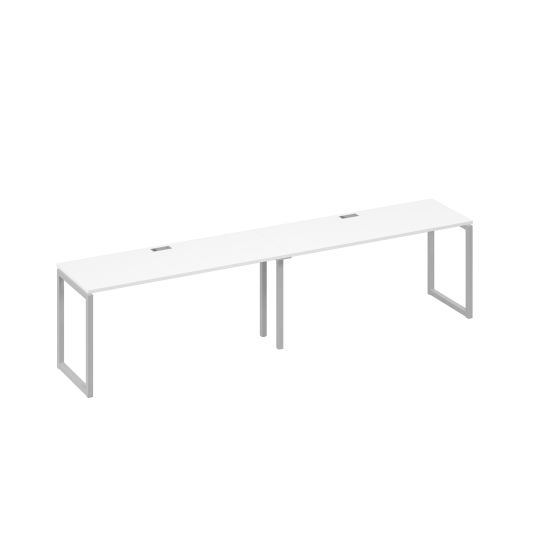 Рабочая станция на металлокаркасе QUATTRO (2х160) белый премиум / металлокаркас серый