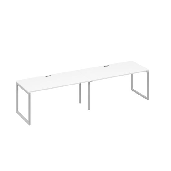 Рабочая станция на металлокаркасе QUATTRO (2х160) белый премиум / металлокаркас серый