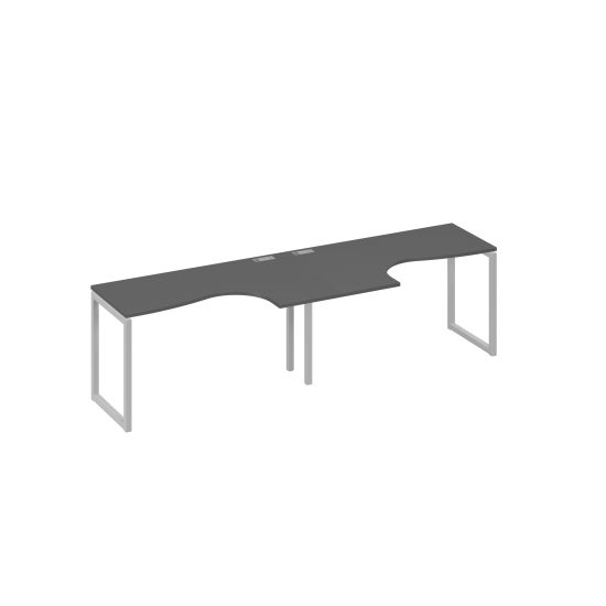 Станция столы 2х140 Классика эргономичные опоры QUATTRO антрацит премиум / металлокаркас серый