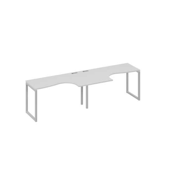 Станция столы 2х140 Классика эргономичные опоры QUATTRO серый / металлокаркас серый