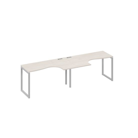 Станция столы 2х140 Классика эргономичные опоры QUATTRO дуб / металлокаркас серый